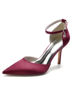 Women's Ankle Strap Bridal Heels in Satin