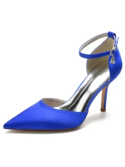 Women's Ankle Strap Bridal Heels in Satin