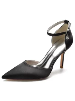 Women's Ankle Strap Bridal Heels in Satin