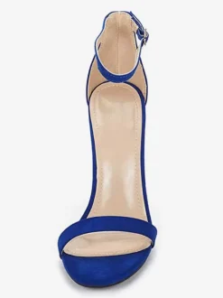 Women's Ankle Strap Heels Suede Prom Sandals Heeled Homecoming Sandals