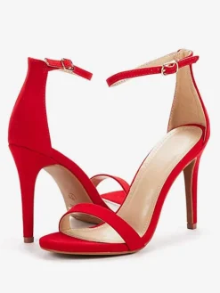 Women's Ankle Strap Heels Suede Prom Sandals Heeled Homecoming Sandals