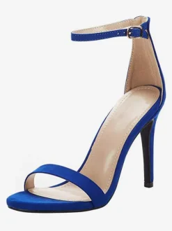 Women's Ankle Strap Heels Suede Prom Sandals Heeled Homecoming Sandals