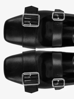 Women's Ballet Flats Suqare Toe Buckle Detail Strappy Ballerina Flat Shoes