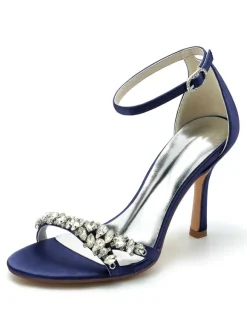 Women's Bridal Shoes Rhinestones Satin Open Toe Stiletto Heel Bridal Shoes