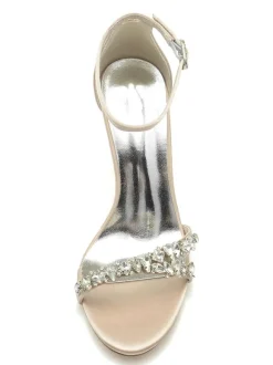 Women's Bridal Shoes Rhinestones Satin Open Toe Stiletto Heel Bridal Shoes