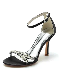 Women's Bridal Shoes Rhinestones Satin Open Toe Stiletto Heel Bridal Shoes