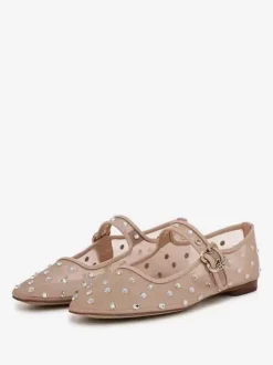 Women's Buckle Round Toe Polyester Ballet Flats In