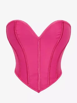 Women's Corsets Pink Polyester Lace-up Sweetheart Indoor Lingerie