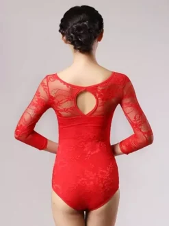 Womens Dance Dress Mesh Lace Bodysuit For Ballroom Dance Competition Dresses