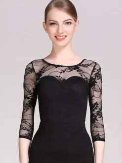 Womens Dance Dress Mesh Lace Bodysuit For Ballroom Dance Competition Dresses