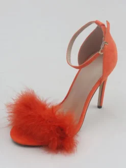 Women's Heel Sandals Open Toe Faux Fur Detail Stiletto Heel Sandals