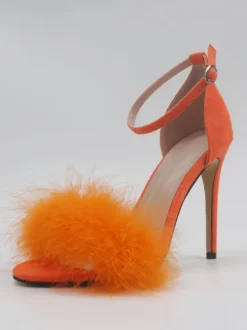 Women's Heel Sandals Open Toe Faux Fur Detail Stiletto Heel Sandals