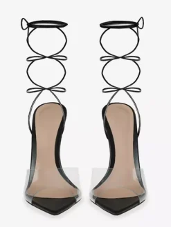 Women's Heel Sandals Pointed Toe Stiletto Heel Sandals PVC Upper