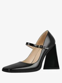 Women's Heels Slip-On Buckle Pumps Chic Square Toe Chunky Heel PU Leather