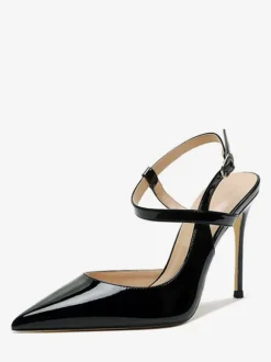 Women's High Heels Black Pointed Toe Sandals Stiletto Heel Slingback Pumps