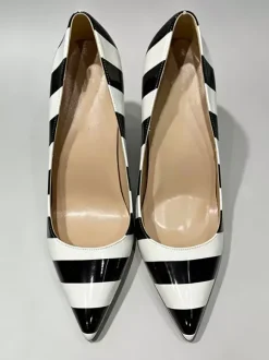 Women's High Heels Pointed Toe Striped Slip On Pumps