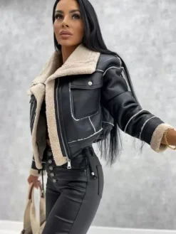 Women's Jackets Turndown Collar Spring Black Punk Outerwear For Women