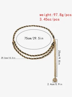 Women's Jewelry Body Chain Gold Metal Adjustable 28-32 Inches Waist Chain