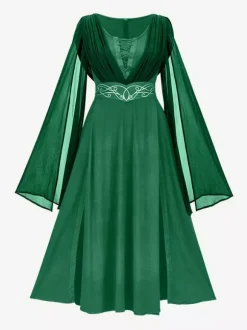 Womens Medieval Dress Retro Gothic Long Ball Gown Dresses Renaissance Cosplay Costume