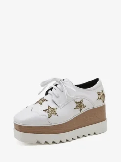 Women's Platform Oxfords Lace Up Wedge Shoes
