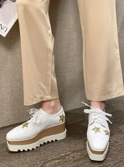 Women's Platform Oxfords Lace Up Wedge Shoes
