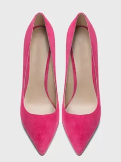 Women's Pointy Toe Stiletto Prom Heel Pumps Faux Suede Leather