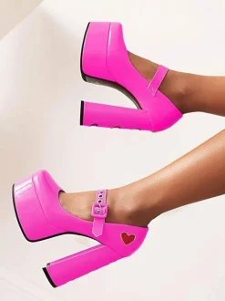 Women's Red Heart Platform Mary Jane Heels