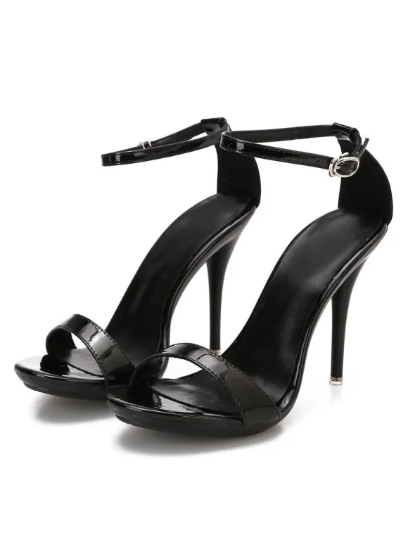 Womens Red Sexy Heels Ankle Strap Stiletto Prom Heel Sandals