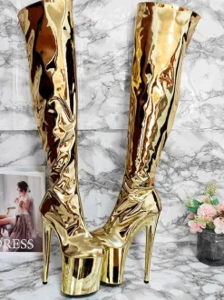 Women's Sexy Boots Silver Platform High Heel Thigh High Boots