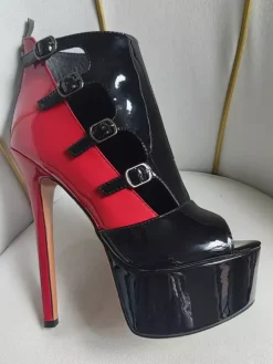 Women's Sexy Shoes Peep Toe Platform Buckle Detail Sky High Stripper Shoes