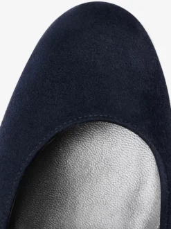 Women's Suede Heels Platform Round Toe Chunky Heel Pumps