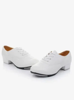 Womens Tap Dance Shoes White Aluminum Plate Low Heel Ballroom Shoes