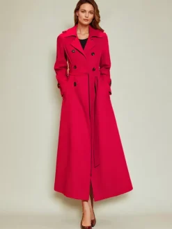 Women's Trench Coat Practical Turndown Collar Buttons Full Length Coat