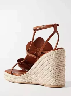 Women's Wedge Sandals Platform Open Toe Flowers Detail Sandal Shoes