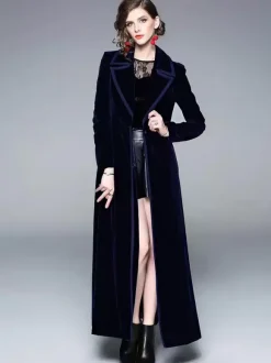 Women's Wrap Coat Turndown Collar Retro Burgundy Winter Outerwear