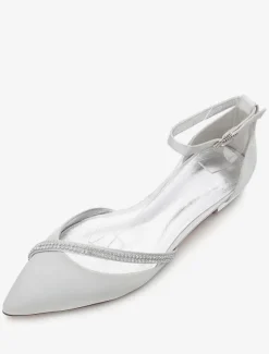 Women's Ankle Strap Flat Wedding Shoes