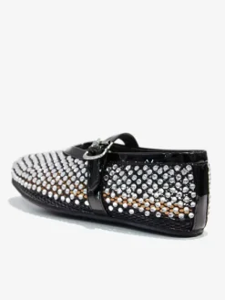 Women's Ballet Flats Mesh Rhinestones Round Toe Mary Jane Ballerina Flat Prom Shoes