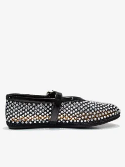 Women's Ballet Flats Mesh Rhinestones Round Toe Mary Jane Ballerina Flat Prom Shoes