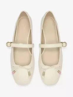 Women's Ballet Flats Square Toe Bow Mary Jane Flat Shoes