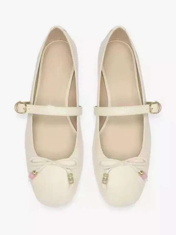 Women's Ballet Flats Square Toe Bow Mary Jane Flat Shoes
