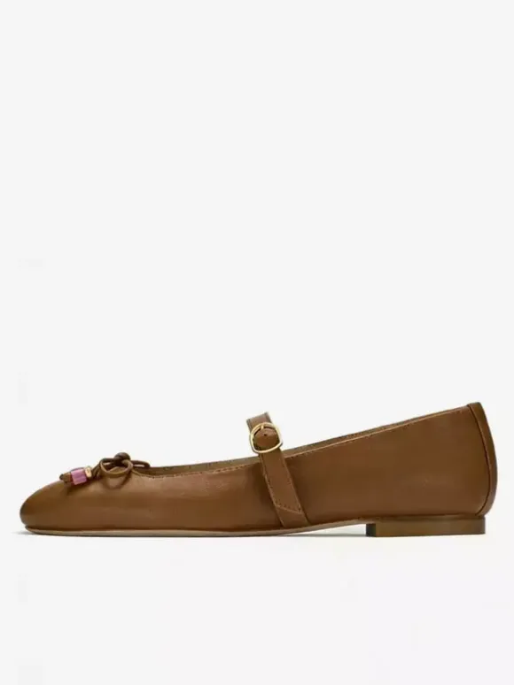 Women's Ballet Flats Square Toe Bow Mary Jane Flat Shoes