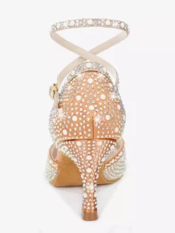 Women's Ballroom Dance Shoes Satin Rhinestones Peep Toe High Heel Latin Dance Shoes