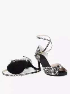 Women's Ballroom Dance Shoes Satin Rhinestones Peep Toe High Heel Latin Dance Shoes