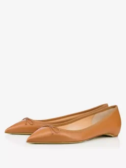 Women's Bows Pointed Toe PU Leather Ballet Flats In