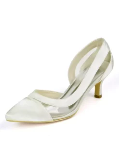 Women's Bridal Shoes Kitten Heel Pointed Toe Clear Pumps