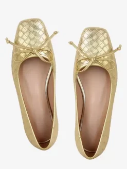 Women's Buckle Square Toe PU Leather Ballet Flats