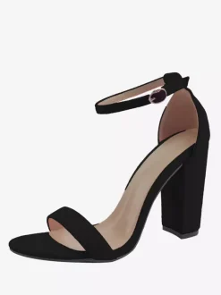 Women's Chunky Heel Ankle Strap Sandals Prom Shoes Suede Homecoming Shoes