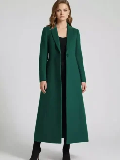 Women's Coat Warm Winter A-line Lapel Full Length Maxi Woolen Coat 2026