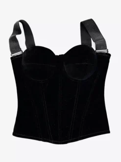 Women's Corsets Velvet Boning Black Polyester Zipper Dating Chic Lingerie