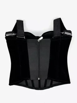 Women's Corsets Velvet Boning Black Polyester Zipper Dating Chic Lingerie